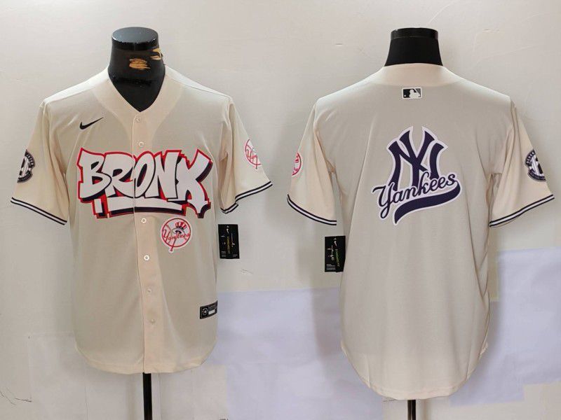Men New York Yankees Blank Cream joint name 2024 Nike MLB Jersey style 8->women mlb jersey->Women Jersey